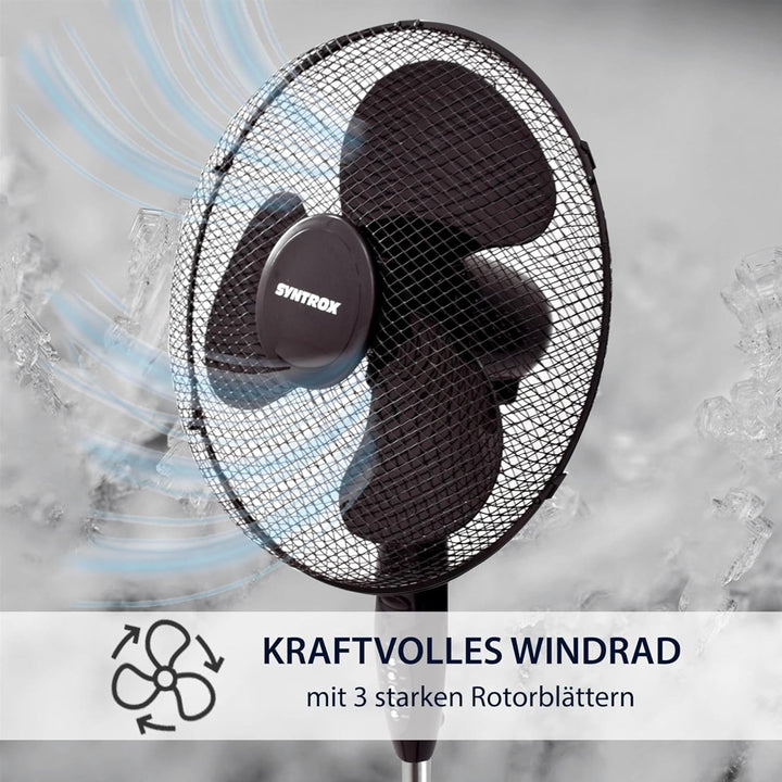 Syntrox Ventilator mit Oszillation Glittera | Standventilator | Bodenventilator, Grosser Schwenkbere