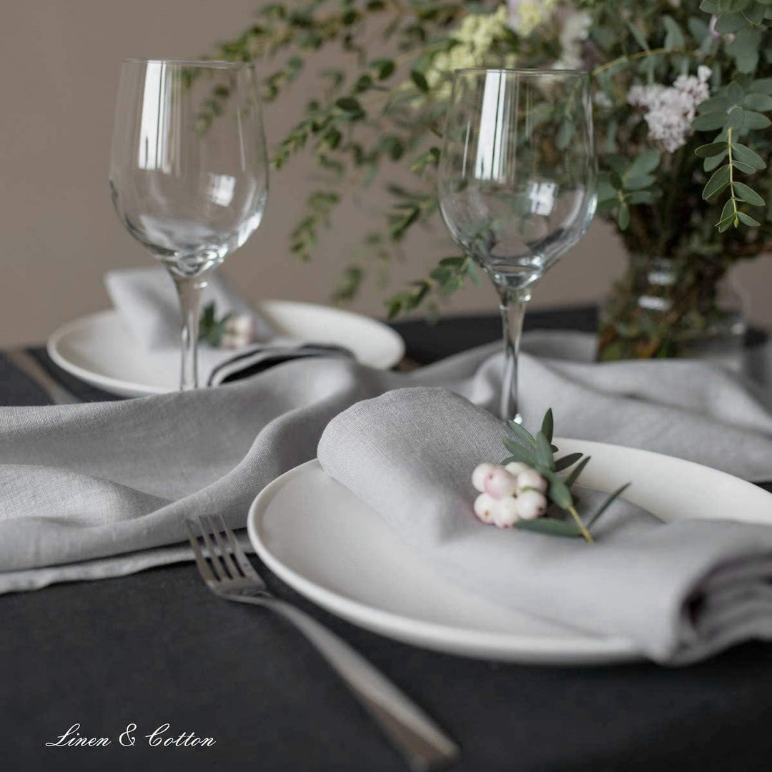Linen & Cotton Hochwertige 4 x Stoffservietten/Servietten Stoff/Leinenservietten Hygge - 100% Leinen