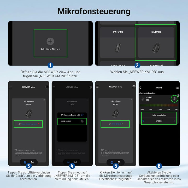 NEEWER Kabelloses Lavalier Mikrofon Sender mit App Steuerung, 10 Std. Akkulaufzeit, Rauschunterdrück