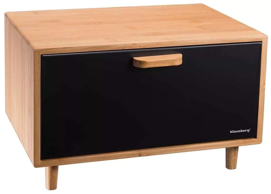 Klausberg Edelstahl Brotkasten für Küche, Brotkasten, Brothalter (Black) Schwarz, Schwarz