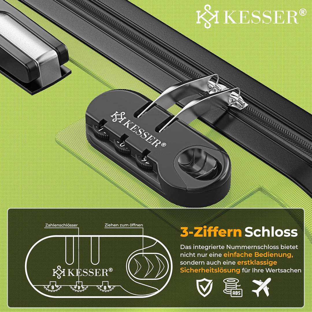 KESSER® Handgepäck Reisekoffer 55L Hartschalen-Koffer Inkl. Kofferwaage + Gepäckanhänger | Trolley G