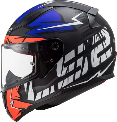 LS2 Motorradhelm FF353 RAPID CROMO MATT FLUO Orange BLUE, Schwarz/Blau/Orange, S