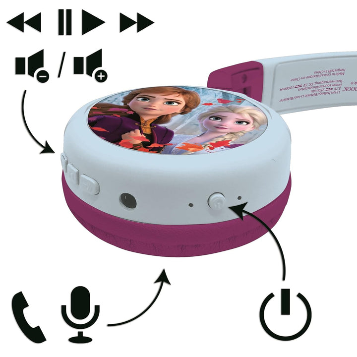 Lexibook - Disney Die Eiskönigin - 2-in-1-Bluetooth-Kopfhörer für Kinder, Stereo Wireless Wired, Kin