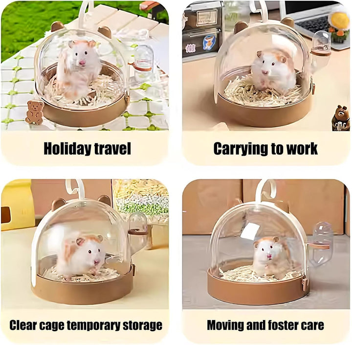 Portable Hamster Carrier Cage | Small Animal Travel Cage with Water Bottle | Ventilated Hamster Cage