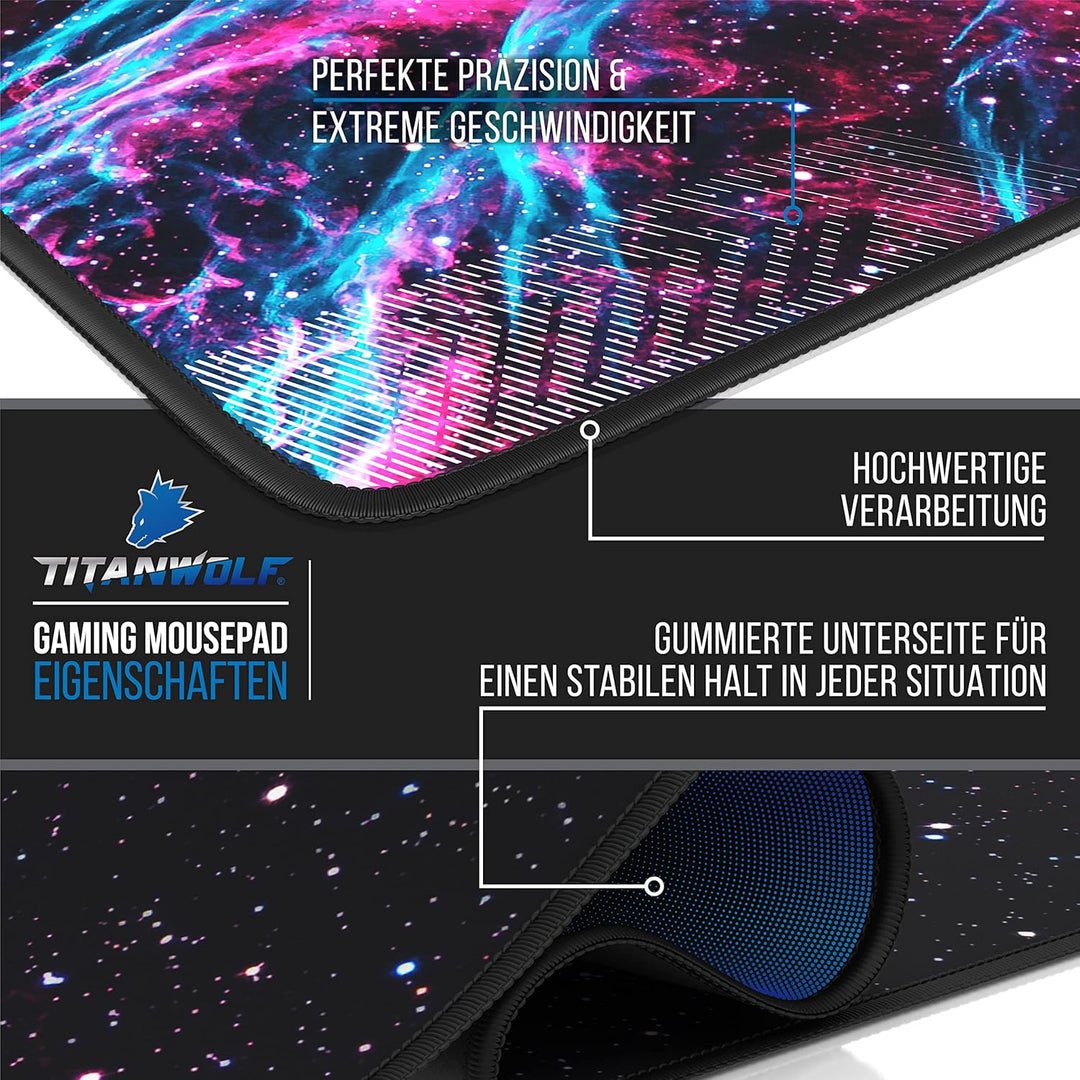 CSL - Übergrösse Mauspad Gaming Titanwolf 1200x600mm - XXXL Mousepad gross - Tischunterlage Large Si