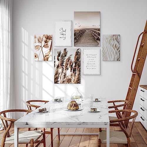 Muralo - Wandbilder Set - Leinwand Bilder Set Aufhängefertig in Boho Stil - das Leinwandbilder Set -