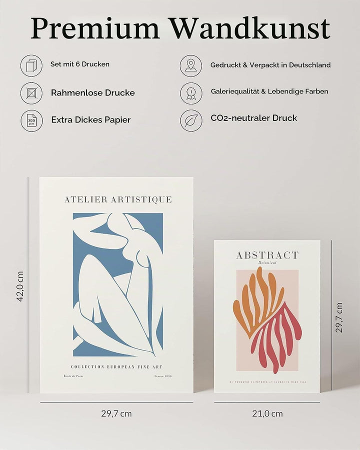 Heimlich® Premium Poster Set OHNE Bilderrahmen | 2 x DIN A3 &amp; 4 x DIN A4 - ca. 30x42 &amp; 21x30 | Stilv