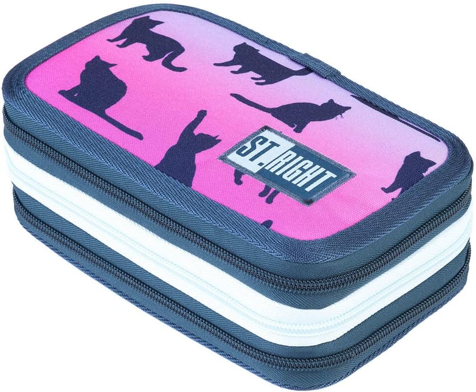 St. Right XXL Federtasche Federmappe Federmäppchen 46-teilig gefüllte Schüleretui 3-stöckig 19 x 13