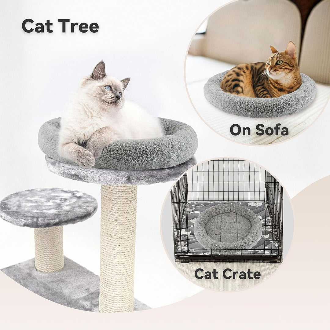 Namsan Katzenkissen Rund, Katzenbett 50cm, Rutschfes katzenhöhle, Waschbar Donut Kissen for Katzen/K