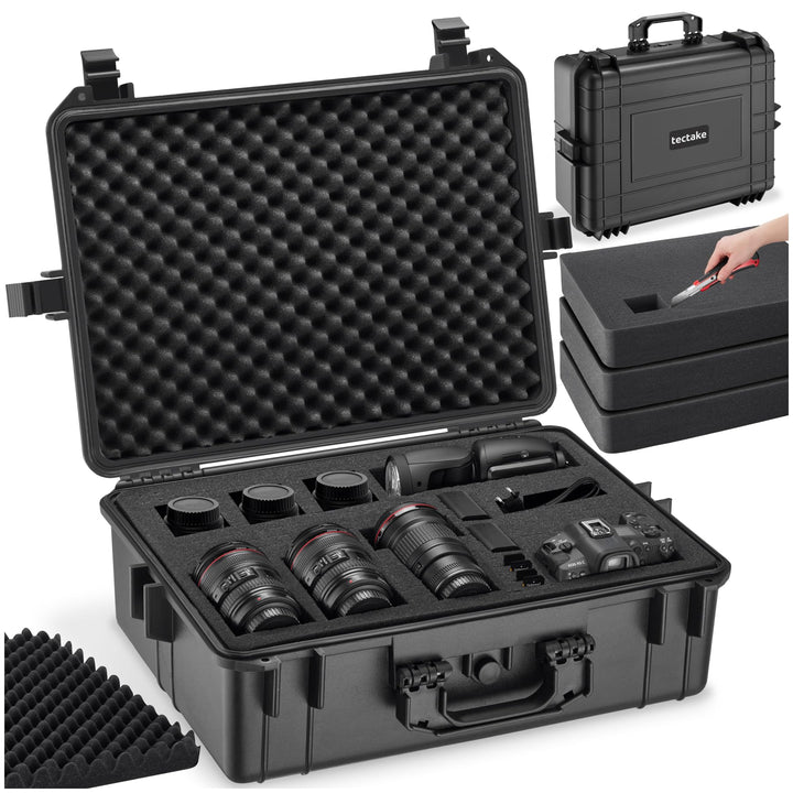 tectake® Kamerakoffer, Universalkoffer, Outdoor Box wasserdicht als Transportkoffer, Hardcase zur La
