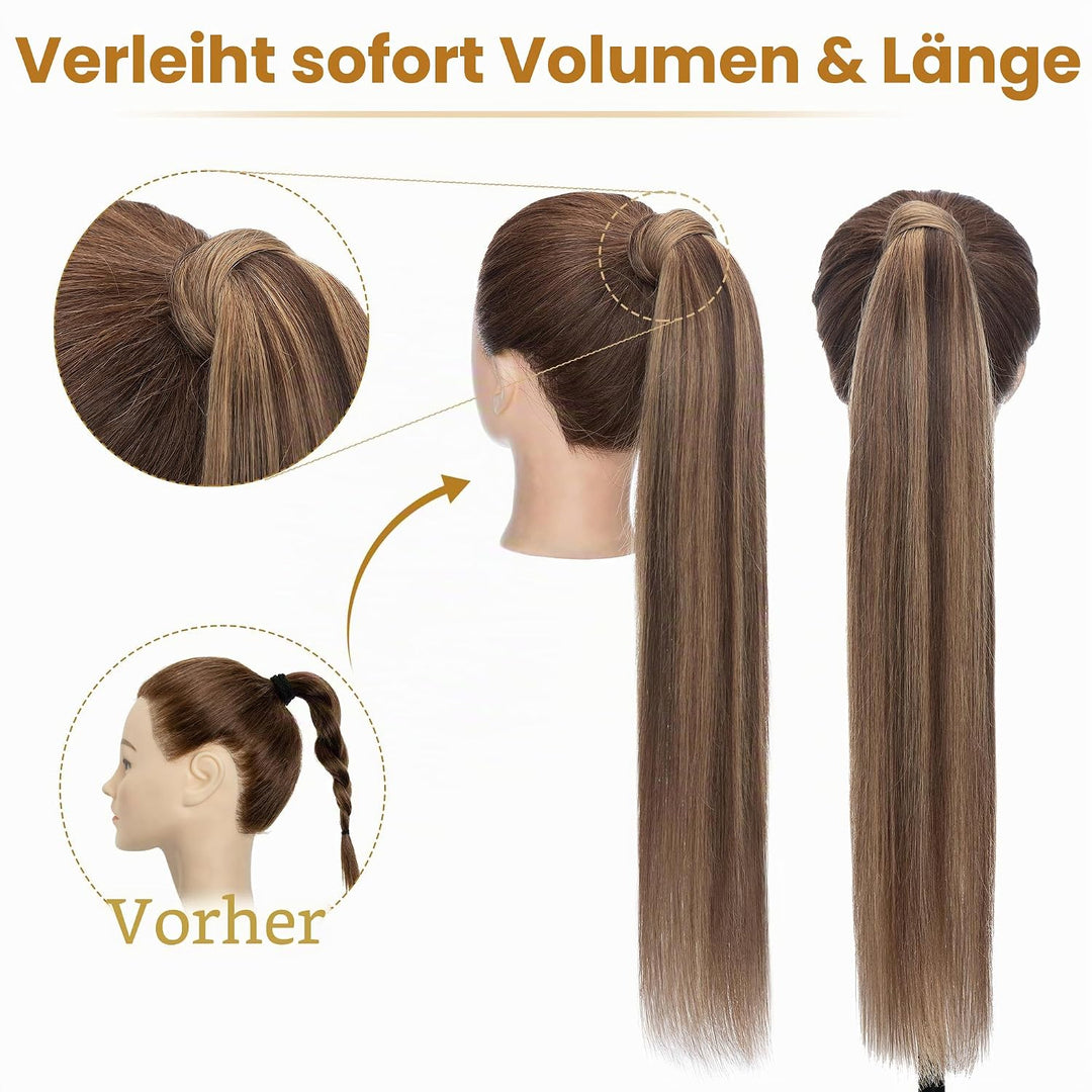 SEGO Ponytail Extension Echthaar Pferdeschwanz Zopf Haarteil Haarverlängerung Hair Piece Haar Hitzeb