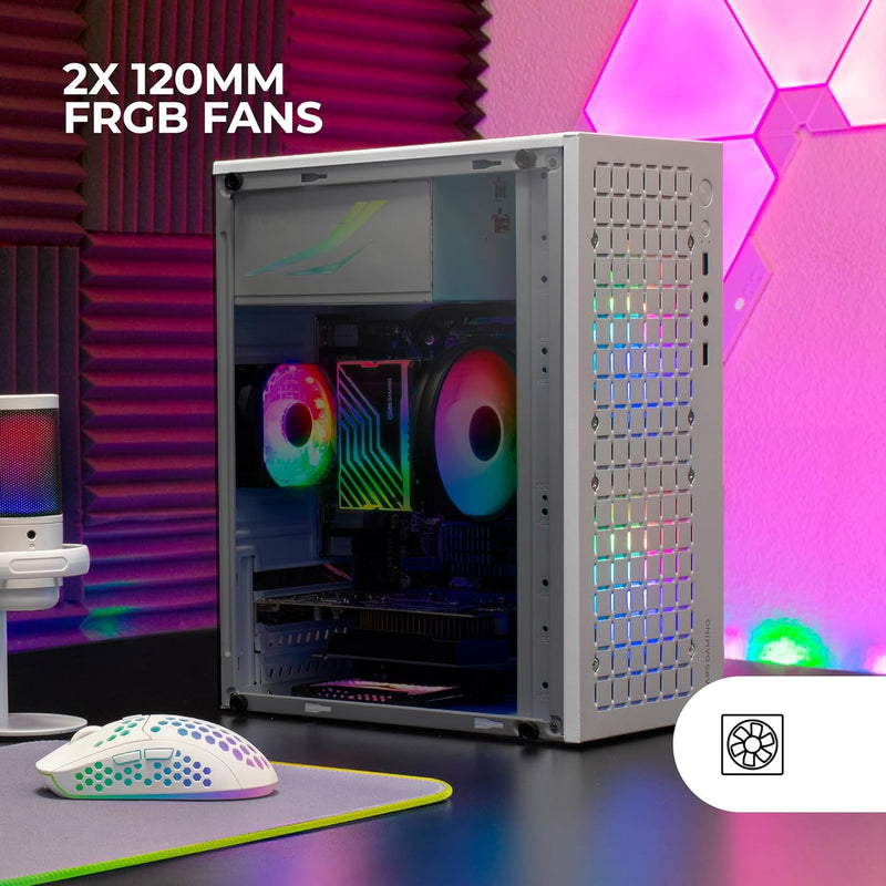 Mars Gaming MC-CORE, Gehäuse PC Micro-ATX Ultra-Kompakt, Metall-Mesh Front Design, 2x 120mm FRGB Lüf