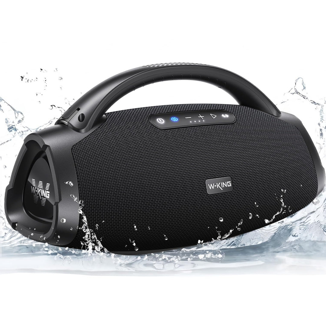 300W PEAK 200W RMS Bluetooth Lautsprecher, W-KING Musikbox Gross mit Subwoofer/EQ APP, Laut Tragbare