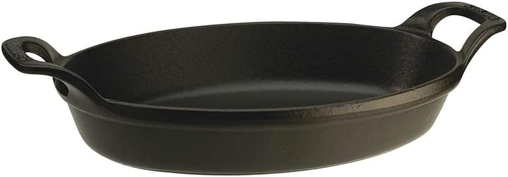 Staub 1303323 stapelbare Auflaufform, oval 32 cm, 2,2 L mit mattschwarzer Emaillierung im Inneren de