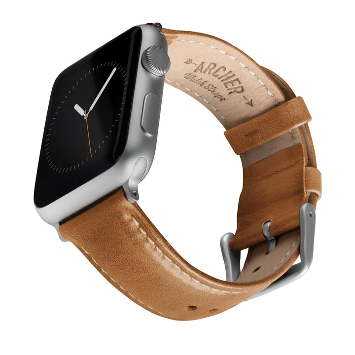 Archer Watch Straps - Uhrenarmbänder aus Hochwertigem Genarbtem Leder für Apple Watch Kamelfarben/Na