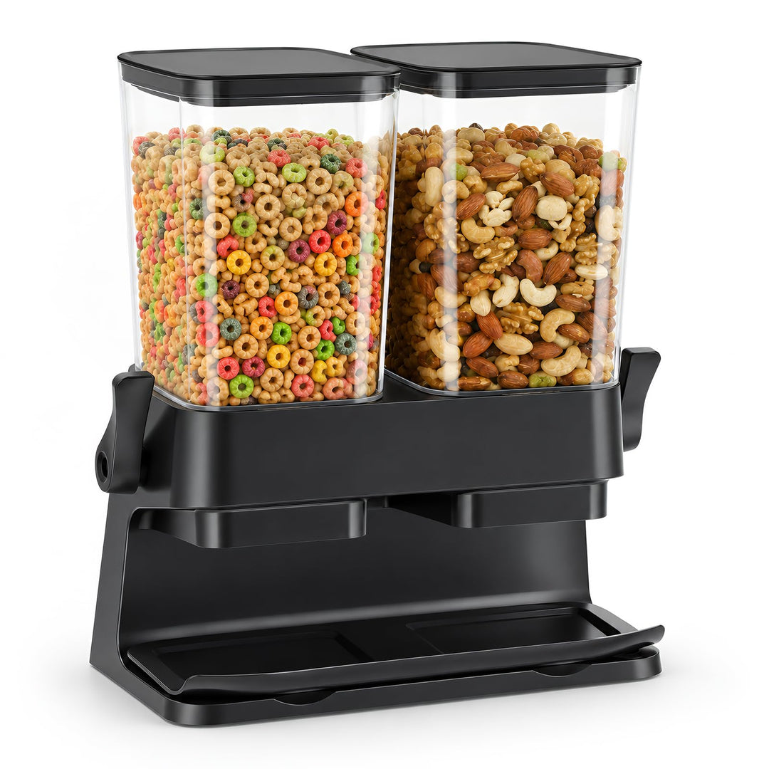 3L Grosse Müslispender mit Doppelbehälter, Cornflakes Spender aus ABS+PS, Cornflakes Behälter mit De