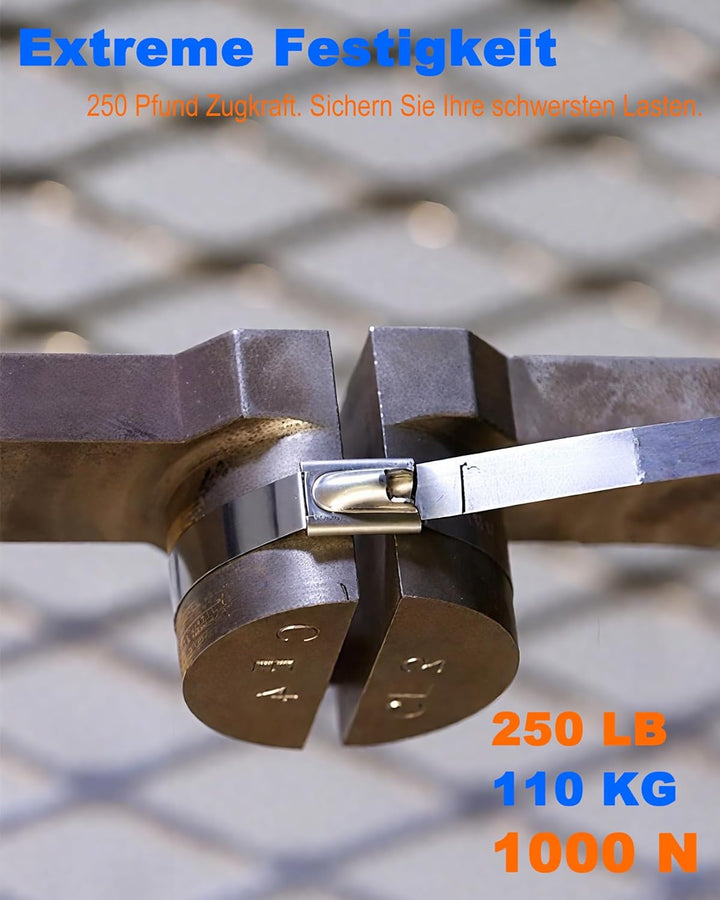 Edelstahl Kabelbinder 100 Stück, 700mm*4,6mm (V2A), Metall Kabelbinder Stark, Hitzeschutzband Befest