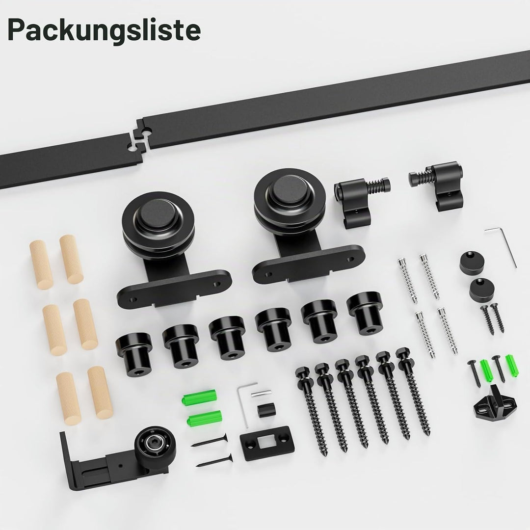 ETIASQSA 182CM/6FT Schiebetürbeschlag Schiebetürsystem Gleitschiene Holzschiebetür Schwarz Beinhalte