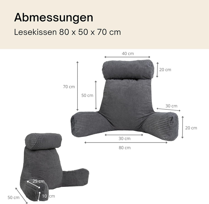bananair – Lesekissen für Bett und Sofa aus Cord – Abnehmbare, Maschinenwaschbare Hülle – Weich &amp; Ko