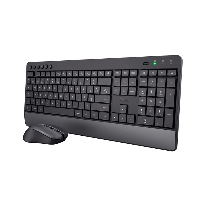 Trust Trezo Wireless Spanische QWERTY Tastatur und Maus, Langlebiges Design, leise und ergonomische