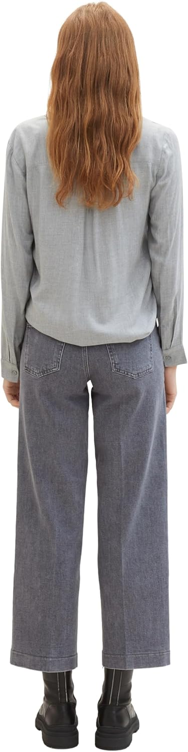 TOM TAILOR Damen High Waist Culotte Jeans mit weitem Bein 31W / 30L 10210 - Grey Denim, 31W / 30L 10