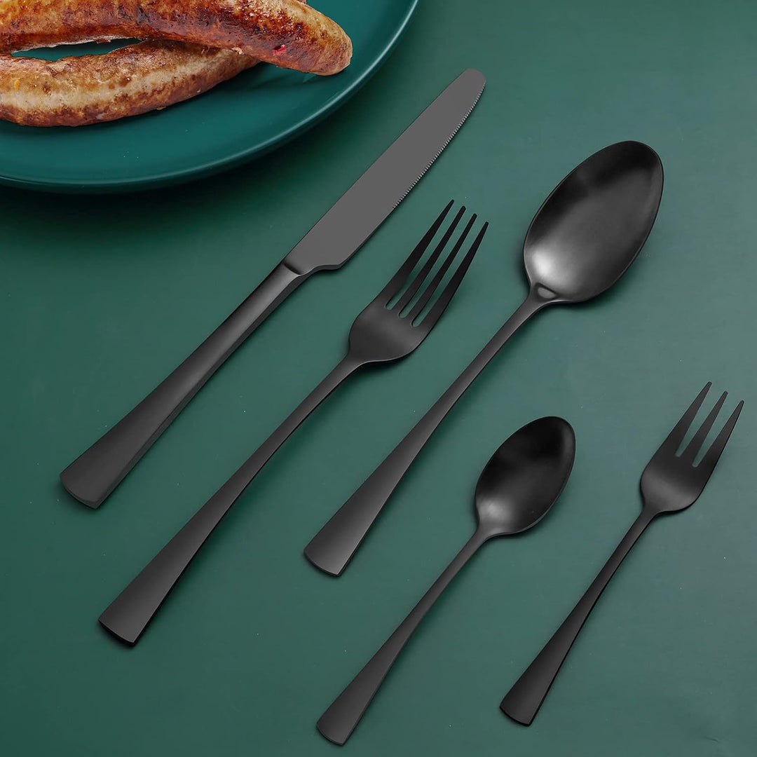 Bestdin Besteck Set 12 Personen, 60 teilig Edelstahl Besteckset Schwarz Matt, Essbesteck Set mit Mes