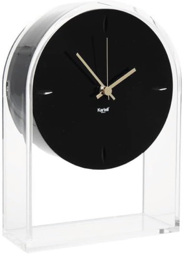 Kartell Air du Temps Tischuhr, Plastik, Kristallklar/schwarz, 21.5 x 8 x 30 cm, Kristallklar/Schwarz