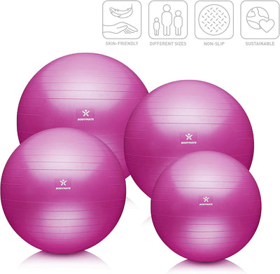 BODYMATE Gymnastikball Sitzball Trainingsball mit GRATIS E-Book inkl. Luft-Pumpe, Ball für Fitness,