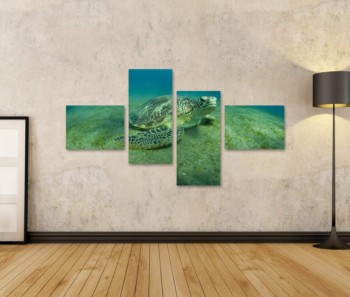 islandburner Bild auf Leinwand Grüne Schildkröte Unterwasser Bilder Wandbilder Poster Leinwand 150x8