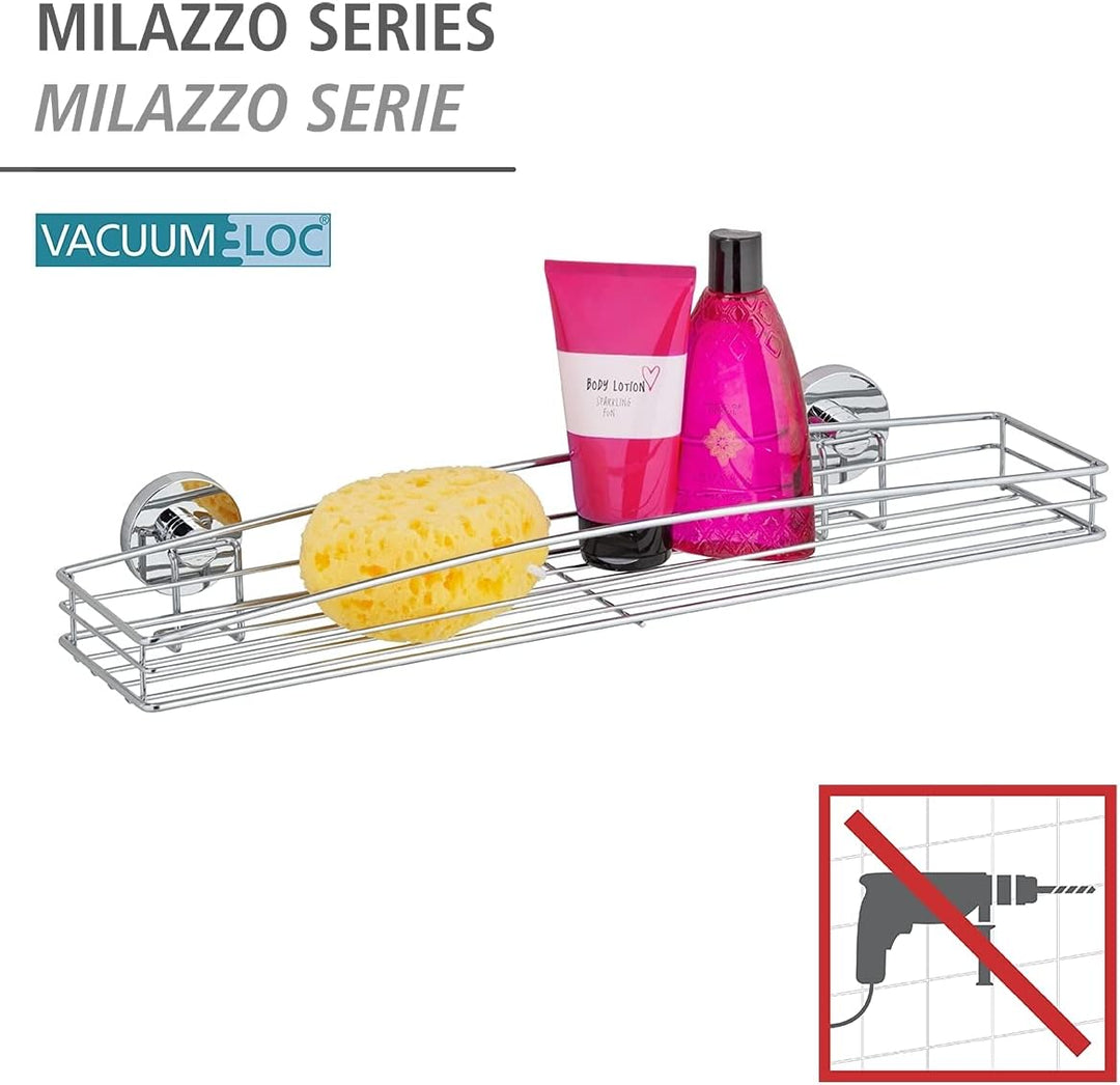WENKO Wand Maxiablage Mod. Milazzo Duschablage ohne Bohren im Drahtkorb-Design Regal für Badezimmer