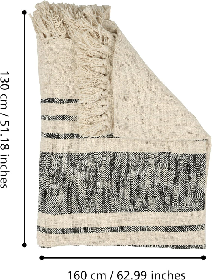 EGLO LIVING Decke Longlac, Kuscheldecke gestreift im Industrial Design, Wolldecke für Couch, Sofadec