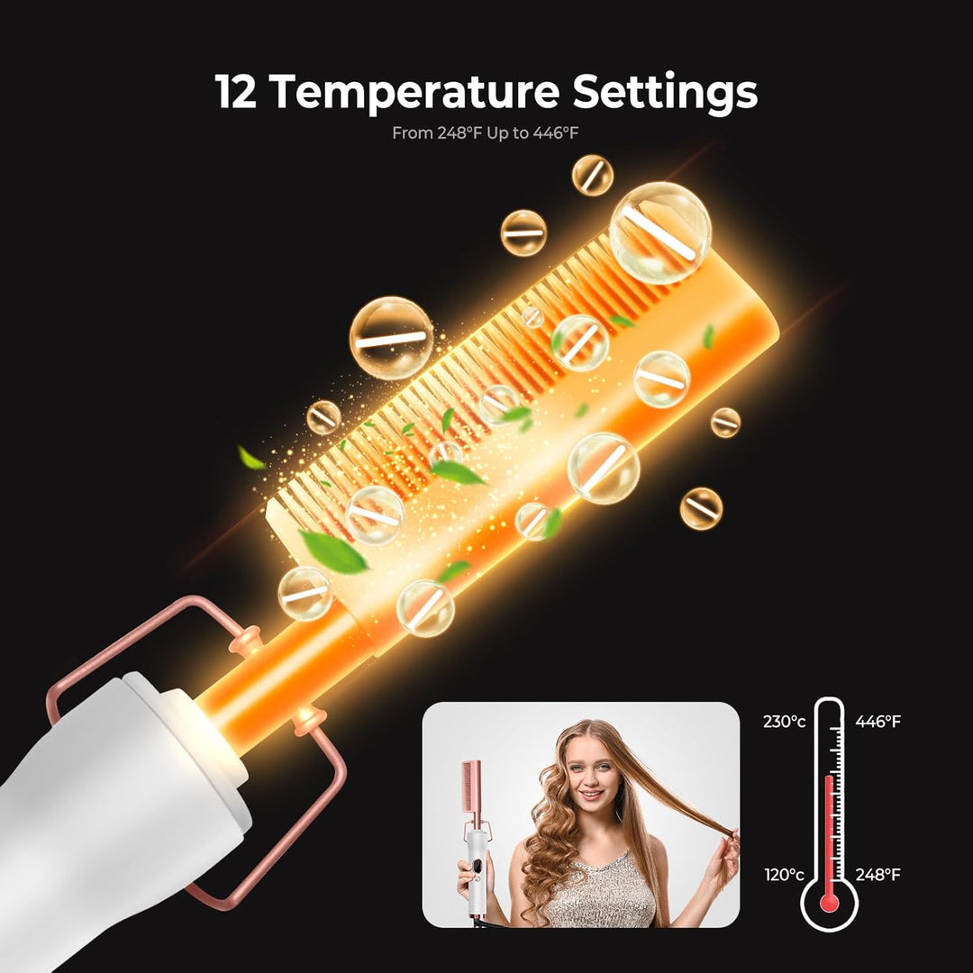 UKLISS Glätteisen Glättbürste, Hot Comb Elektrischer Heisskamm für Afro Haare & Perücken & Bart, Haa