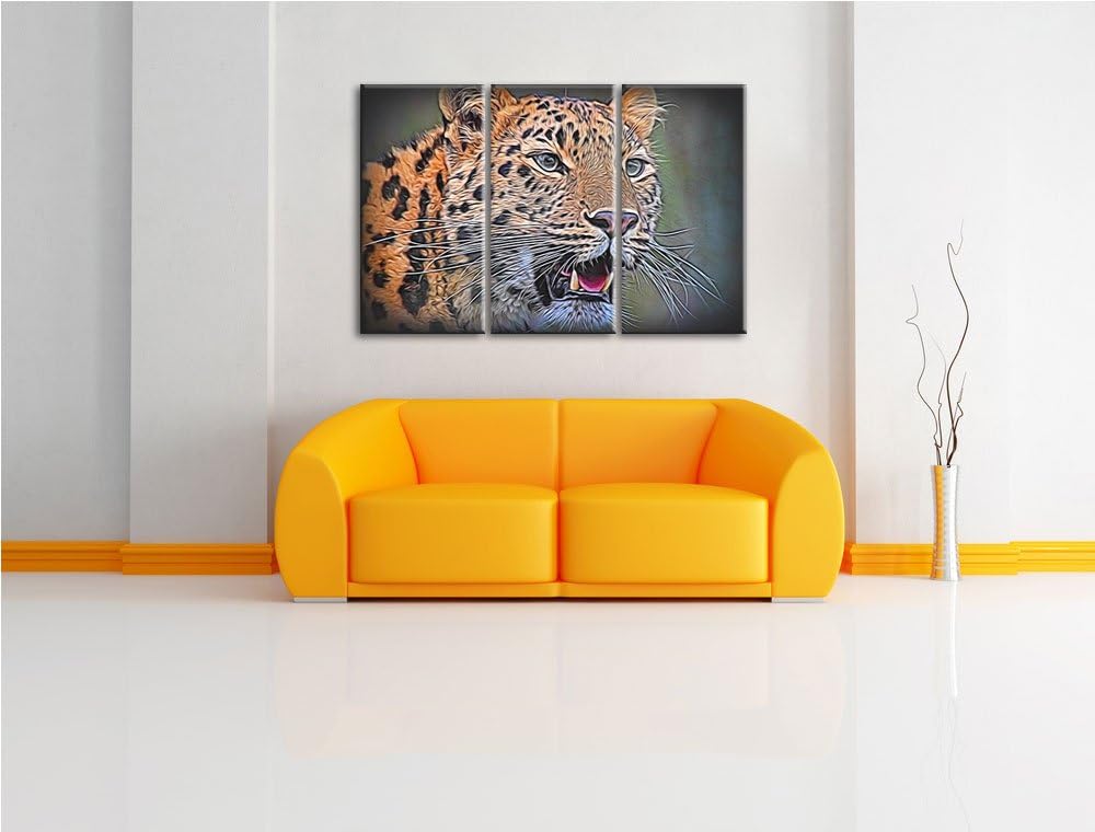 ausgewachsener Leopard NewArt 3-Teiler Leinwandbild 120x80 Bild auf Leinwand, XXL riesige Bilder fer
