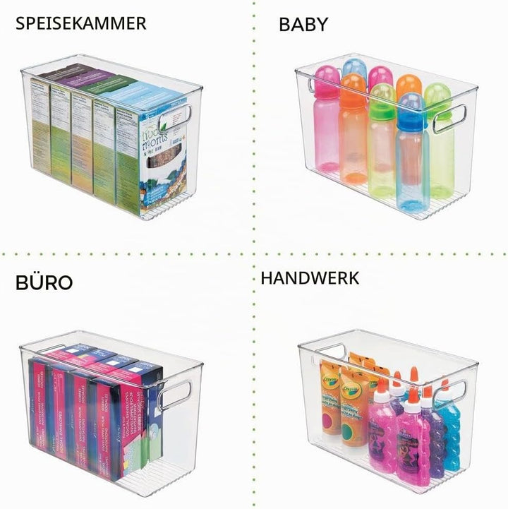 mDesign 4er-Set Badezimmer Organizer – Aufbewahrungsbox mit Griffen für Shampoo, Handtücher und ande