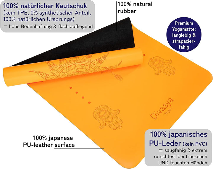 Premium Yogamatte rutschfest: Naturkautschuk rutschfest &amp; japanische professional grip Oberfläche |