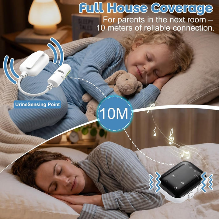Wireless Bettwetting Alarm für Jungen und Mädchen, USB-C Wiederaufladbare Bettnässer Alarm mit 3 Eri