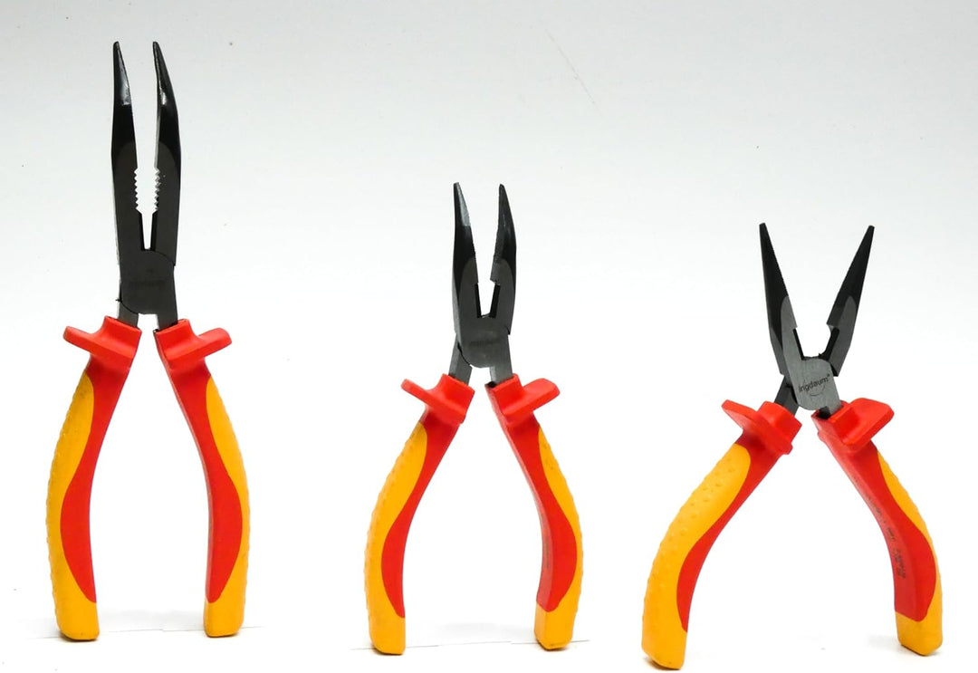 VDE Spitzzangenset, 3 VDE-Spitzzangen, 6"/170mm & 8"/210mm | Gerade und 45° abgewinkelt, Abgewinkelt