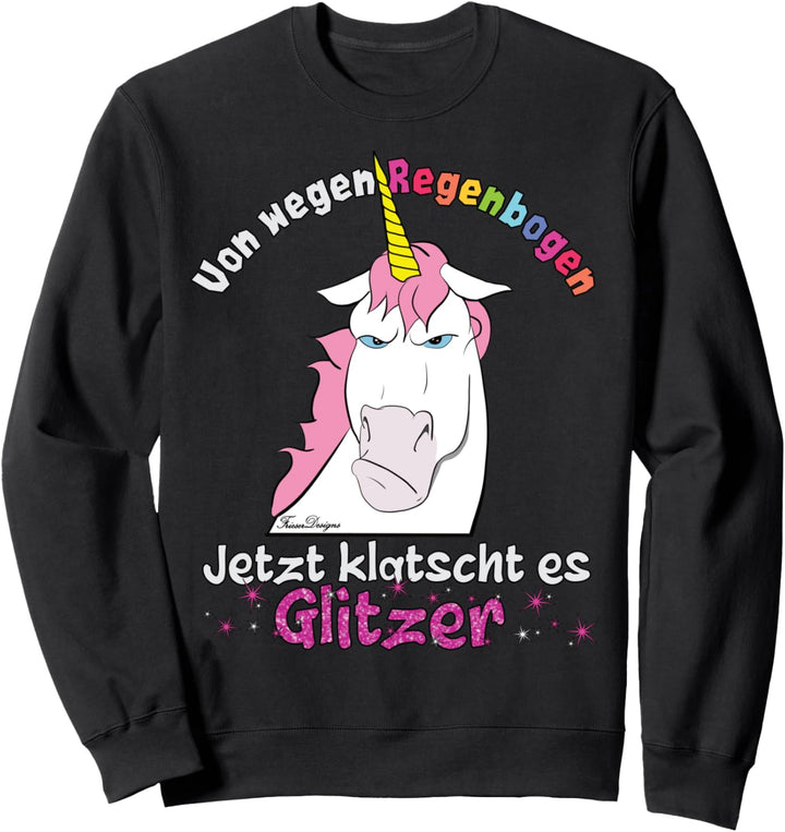 Böses Einhorn klatscht Glitzer lustiges Regenbogen Fun Sweatshirt