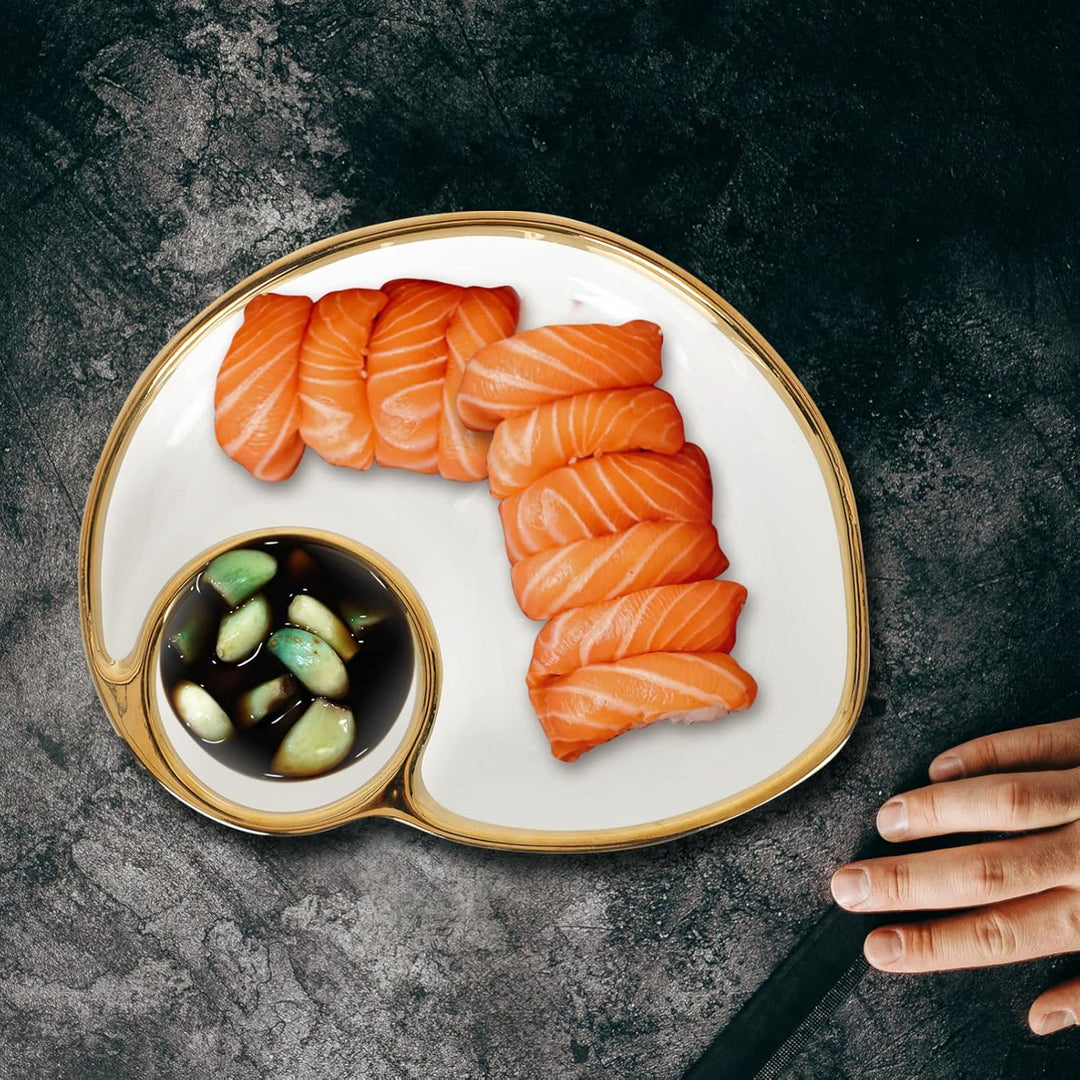 Happyyami Vorspeisenteller Dumpling Bowl Kn? Teller Teller mit Sauce- Fach Keramik Teller Dumplings