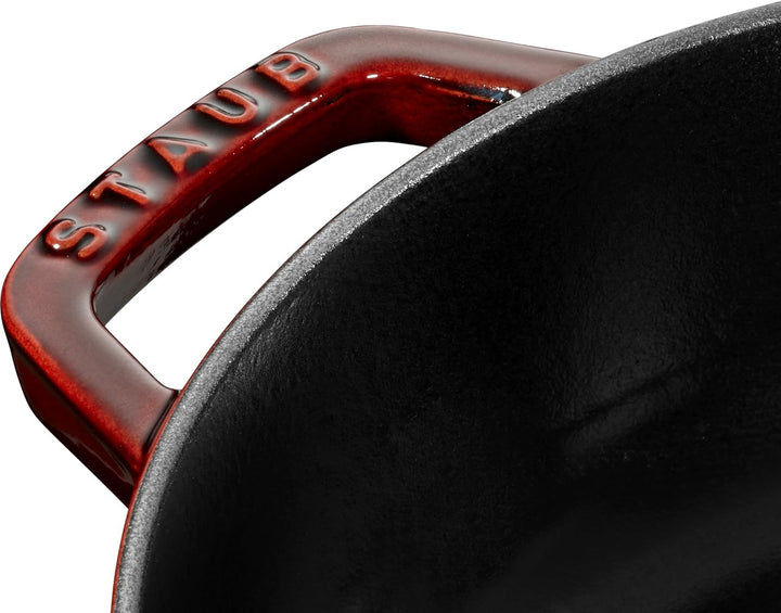 STAUB Gusseisen Bräter, Chistera Tropfenstruktur im Deckel, Rund 24 cm, 2,5 L, Grenadine Rot Grenadi