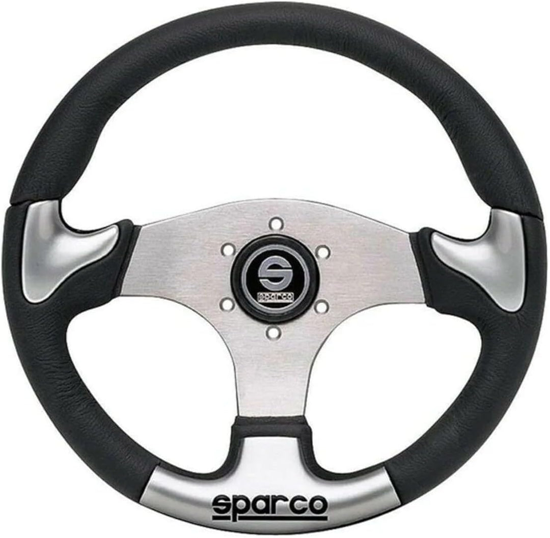 Sparco Universelles Sportlenkrad 'P222' - Schwartz/Grau Aluminium - Diameter 345mm