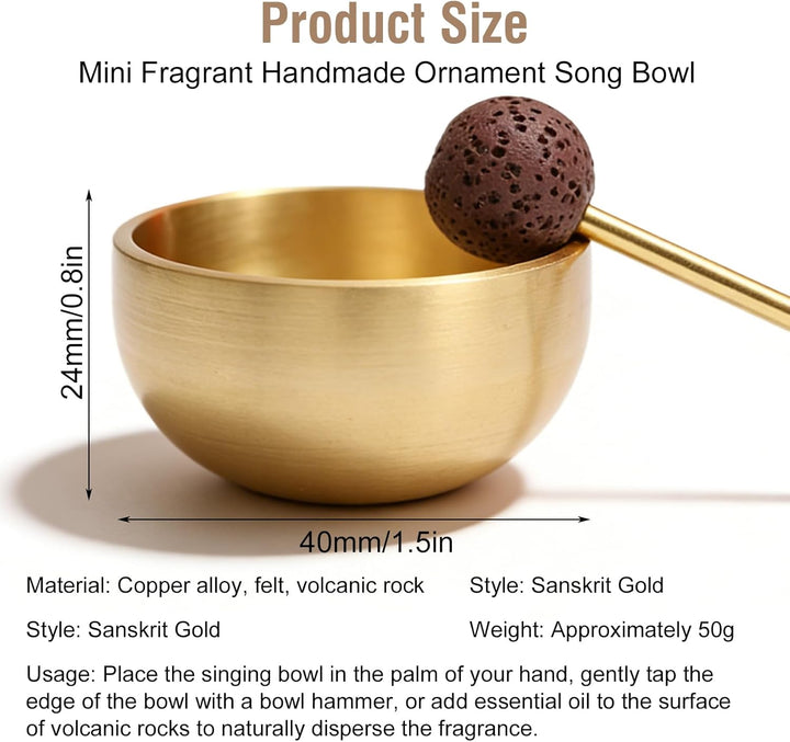 Tibetische Klangschale Set Klein, 3 Stück Mini Klangschalen Set Handgefertigt mit Messingklöppel & K