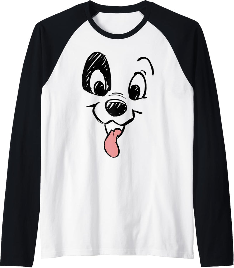 Disney 101 Dalmatians Patch Puppy Tounge Out Face Raglan