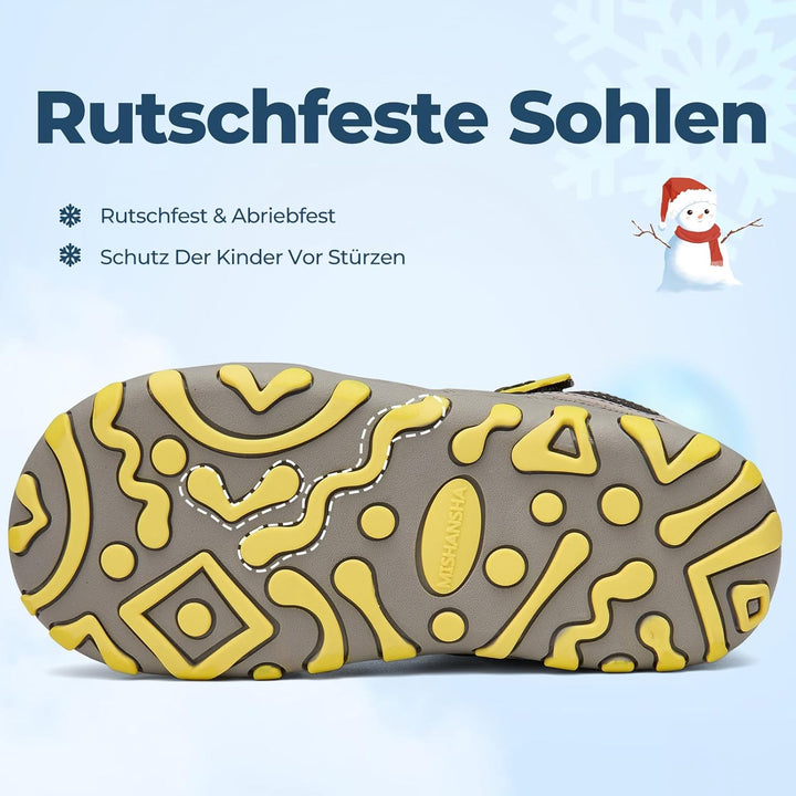 Mishansha Kinder Outdoor Winterschuhe Warm Gefüttert Winterstiefel, Gr.24-38 27 EU Ebenholz Schwarz,