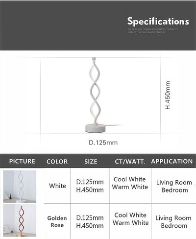 ELINKUME LED Twist Wave Tischleuchte mit Acryl Lampenkörper, Metallbasis, Stufenlose Helligkeit Dimm