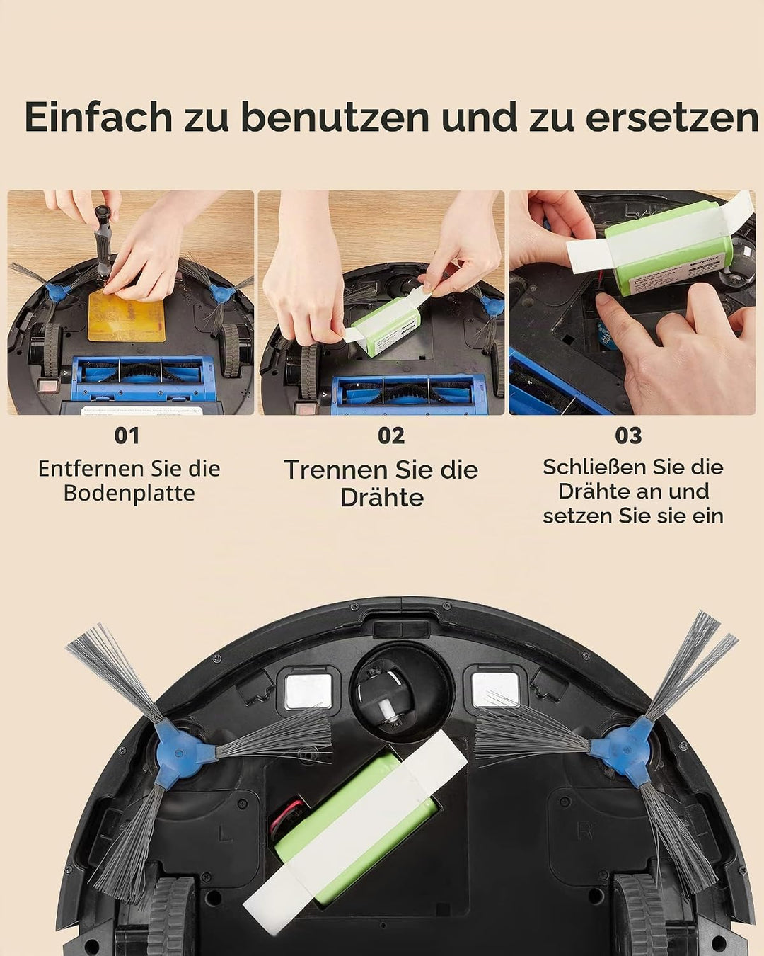14.4V 3200mAh Li-Ion morpilot 14.4V 3200mAh Ersatzakku für eufy RoboVac, G10 G20 G30 G35 G40 Hybrid,
