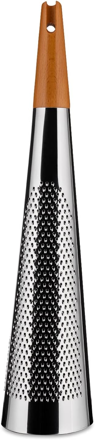 Alessi "TODO" Riesengrosse Reibe für Käse und Muskatnuss aus Edelstahl und Holz, silber, 46cm, RS08