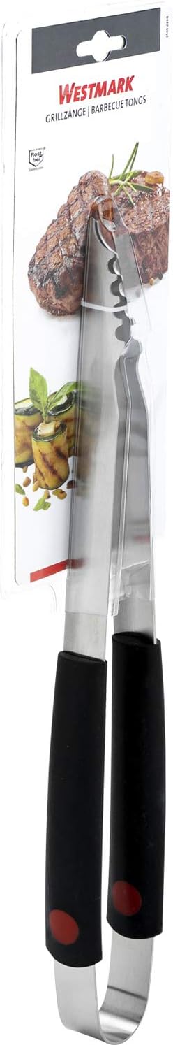 Westmark Grill-/Bratenzange, Länge: 40 cm, Rostfreier Edelstahl/Kunststoff, Farbe: Silber/Schwarz/Ro