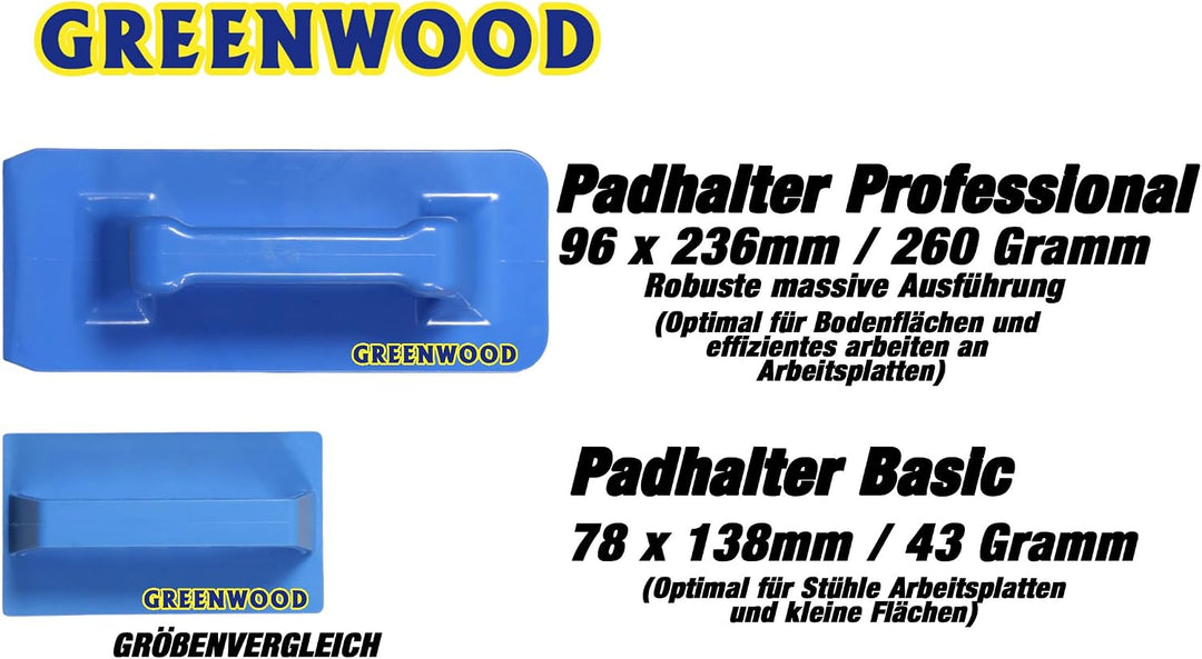 Greenwood Soft-Sheep Padhalter Pro, Super-Allround Pad Set 12Stück &amp; Teleskopstiel - Parkett ölen, n
