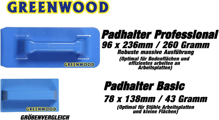 Greenwood Soft-Sheep Padhalter Pro, Super-Allround Pad Set 12Stück &amp; Teleskopstiel - Parkett ölen, n